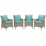 Conduit Outdoor Patio Wicker Rattan Dining Armchair Set of 4