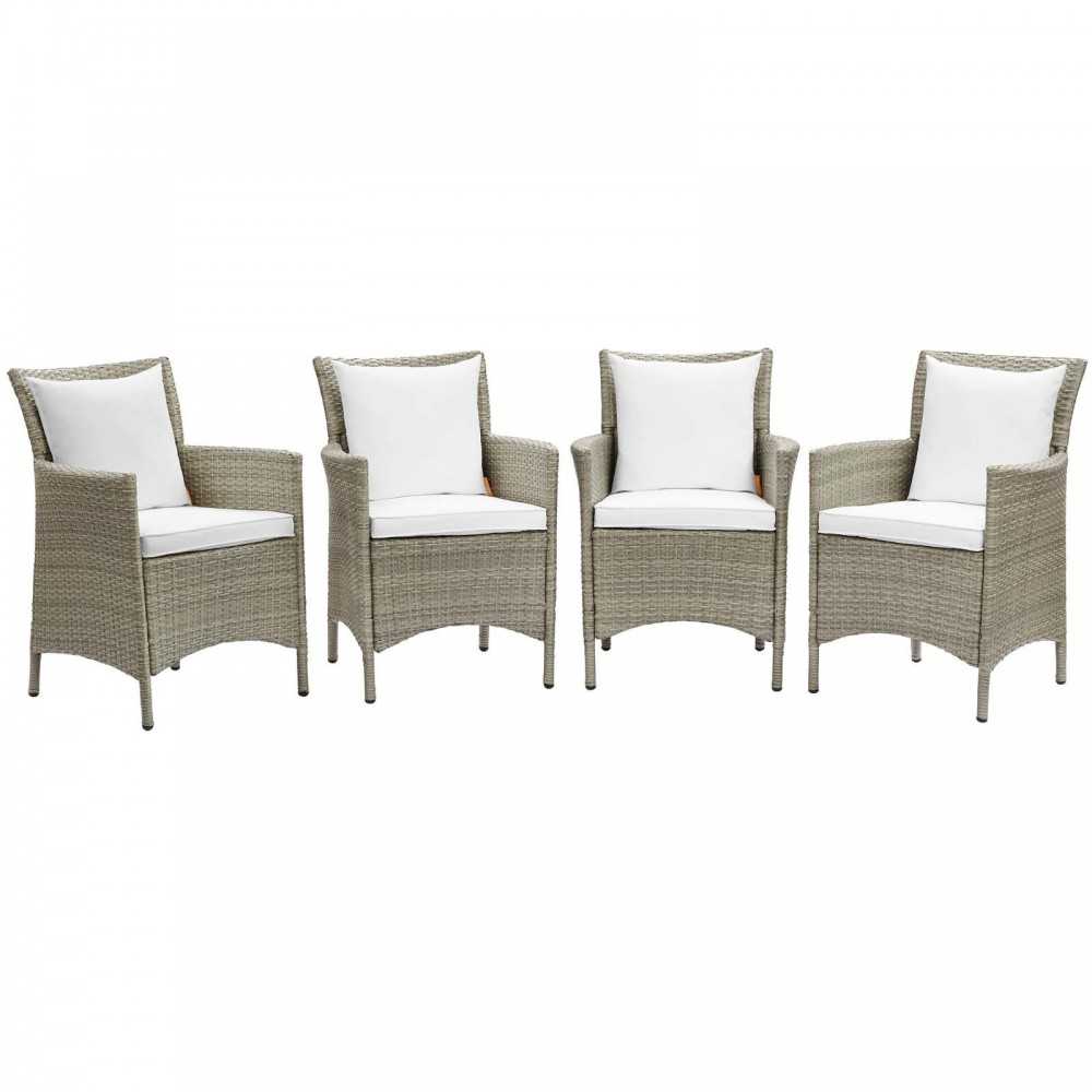 Conduit Outdoor Patio Wicker Rattan Dining Armchair Set of 4