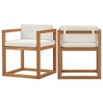 Newbury Outdoor Patio Premium Grade A Teak Wood Accent Armchair Set of 2