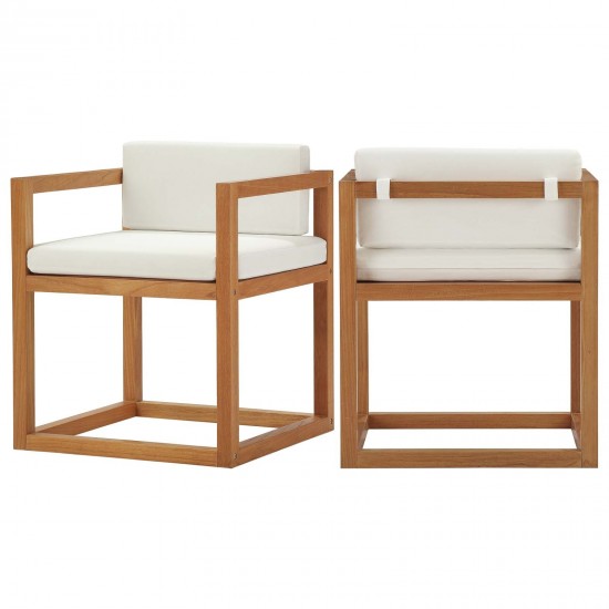 Newbury Outdoor Patio Premium Grade A Teak Wood Accent Armchair Set of 2