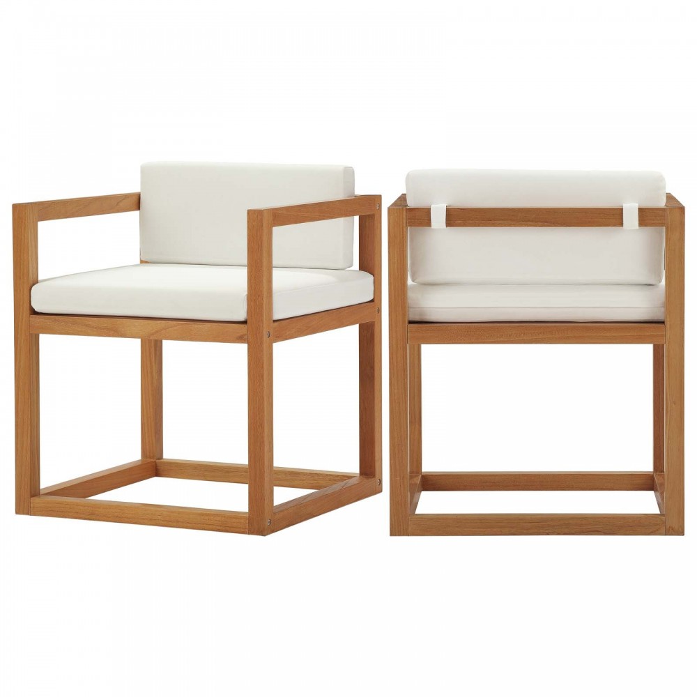 Newbury Outdoor Patio Premium Grade A Teak Wood Accent Armchair Set of 2