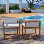 Newbury Outdoor Patio Premium Grade A Teak Wood Accent Armchair Set of 2