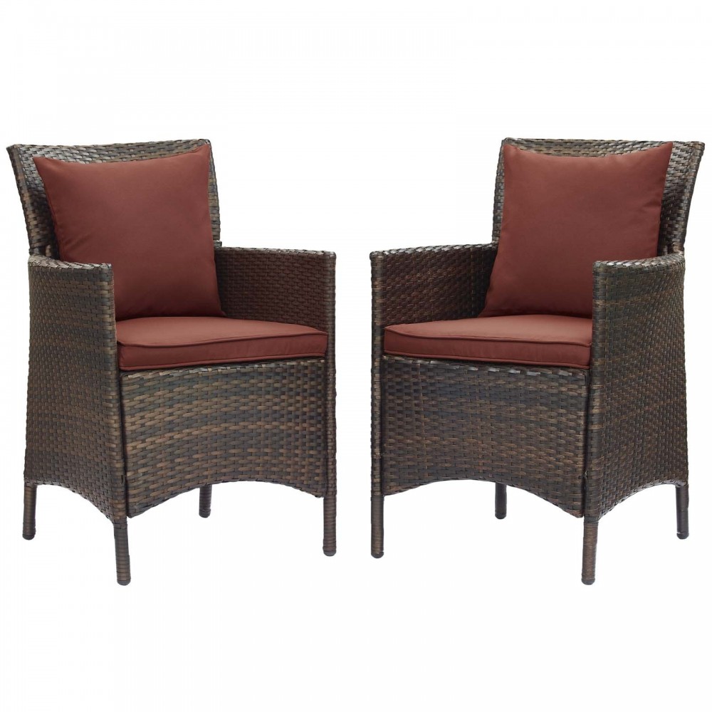 Conduit Outdoor Patio Wicker Rattan Dining Armchair Set of 2 Conduit Outdoor Patio Wicker Rattan Dining Armchair Set of 2