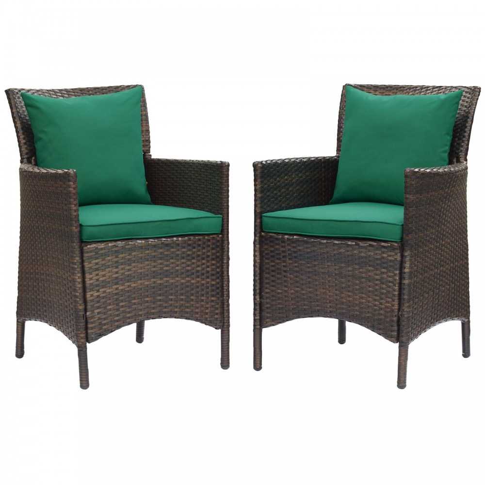 Conduit Outdoor Patio Wicker Rattan Dining Armchair Set of 2