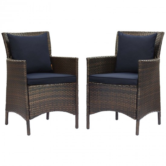 Conduit Outdoor Patio Wicker Rattan Dining Armchair Set of 2