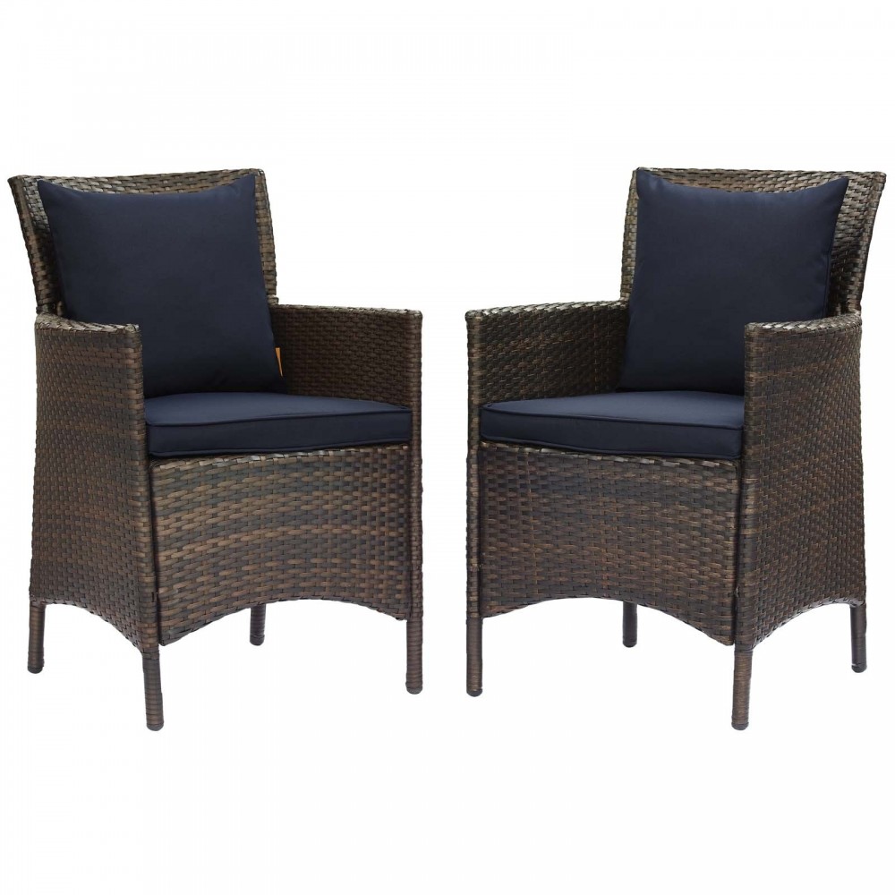 Conduit Outdoor Patio Wicker Rattan Dining Armchair Set of 2