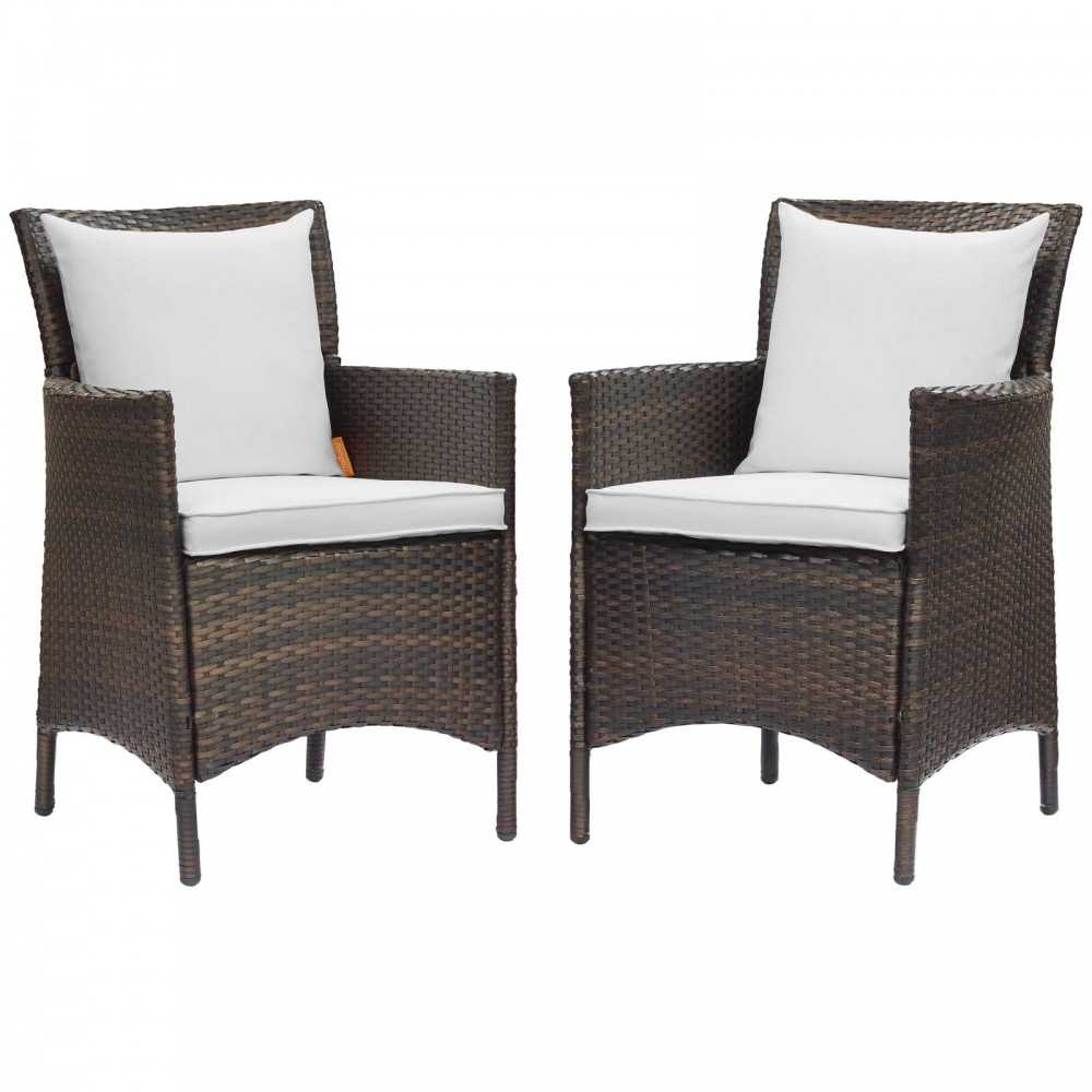 Conduit Outdoor Patio Wicker Rattan Dining Armchair Set of 2