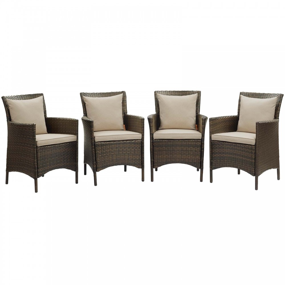 Conduit Outdoor Patio Wicker Rattan Dining Armchair Set of 4