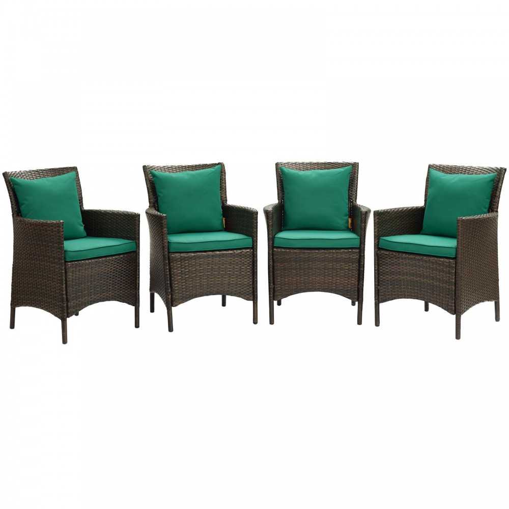 Conduit Outdoor Patio Wicker Rattan Dining Armchair Set of 4 Conduit Outdoor Patio Wicker Rattan Dining Armchair Set of 4