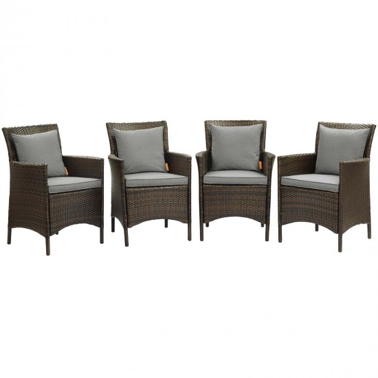 Conduit Outdoor Patio Wicker Rattan Dining Armchair Set of 4