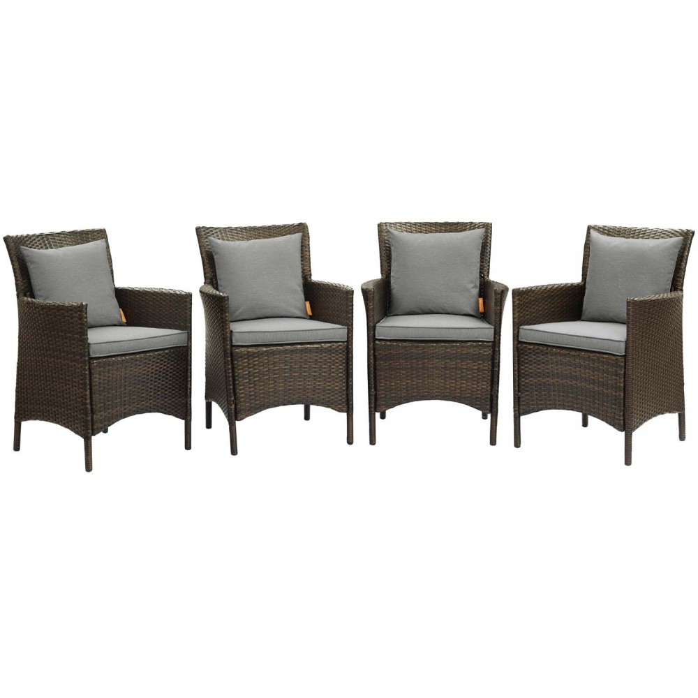 Conduit Outdoor Patio Wicker Rattan Dining Armchair Set of 4