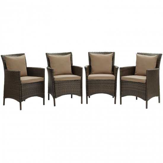 Conduit Outdoor Patio Wicker Rattan Dining Armchair Set of 4