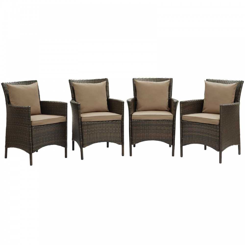 Conduit Outdoor Patio Wicker Rattan Dining Armchair Set of 4