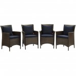 Conduit Outdoor Patio Wicker Rattan Dining Armchair Set of 4