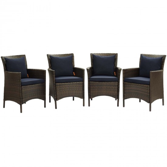 Conduit Outdoor Patio Wicker Rattan Dining Armchair Set of 4