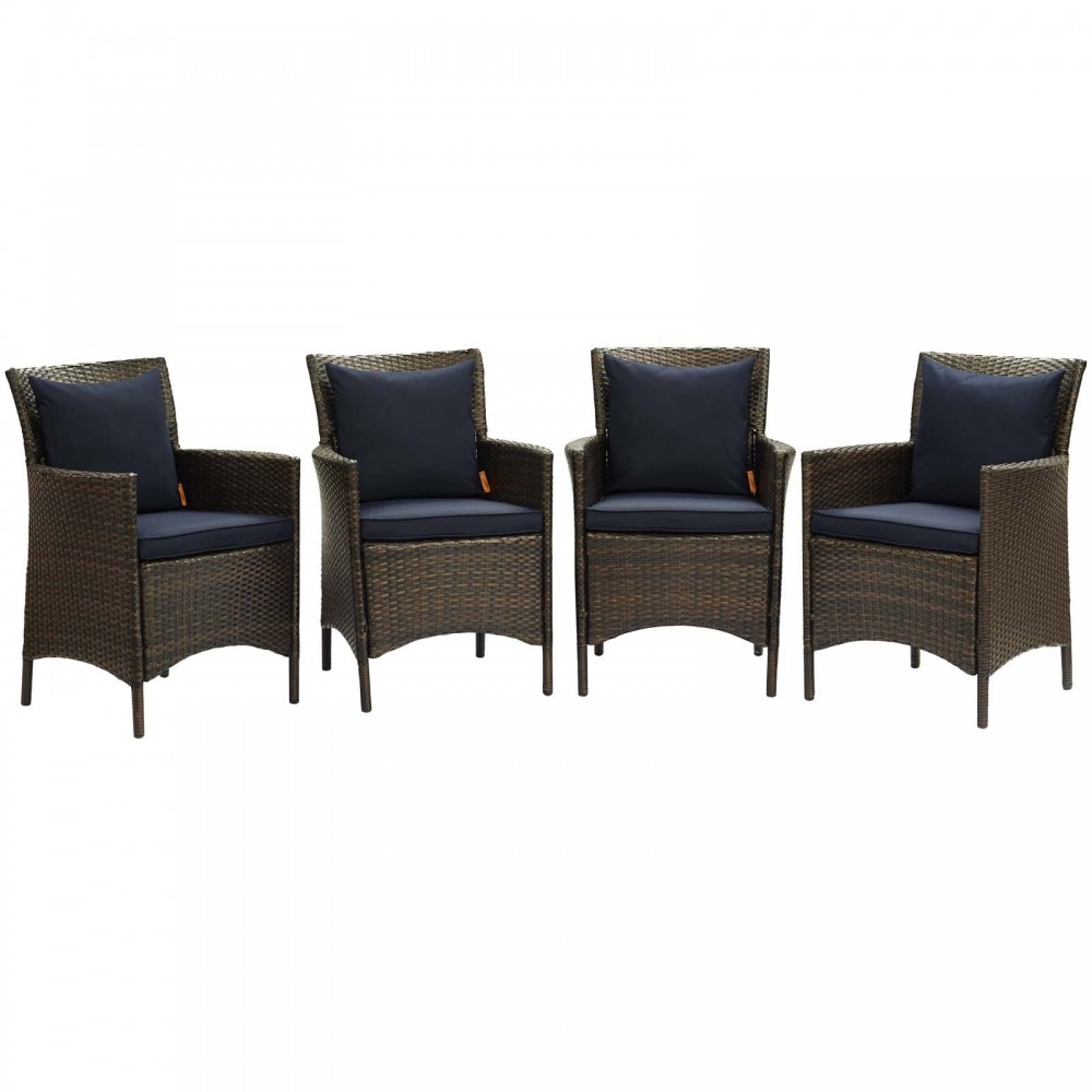 Conduit Outdoor Patio Wicker Rattan Dining Armchair Set of 4