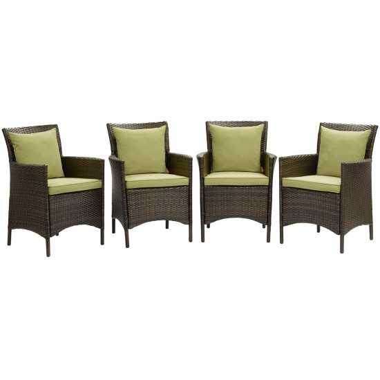 Conduit Outdoor Patio Wicker Rattan Dining Armchair Set of 4