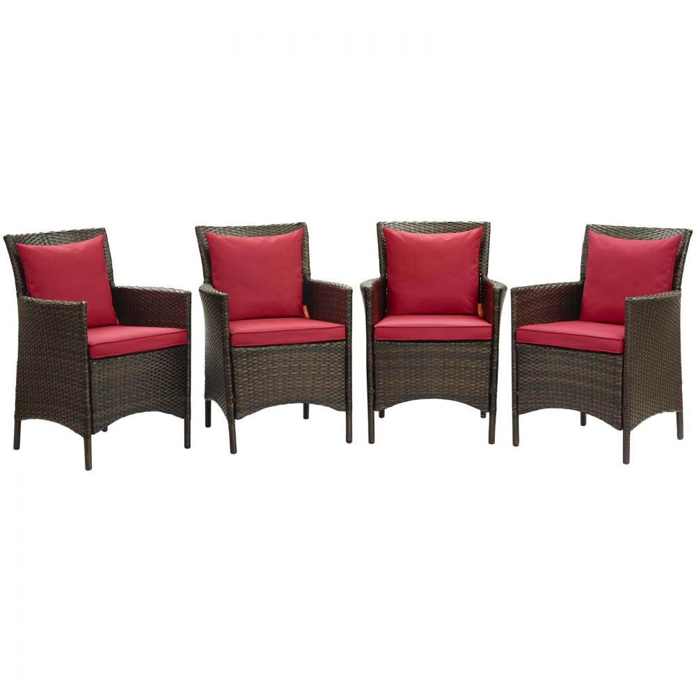 Conduit Outdoor Patio Wicker Rattan Dining Armchair Set of 4 Conduit Outdoor Patio Wicker Rattan Dining Armchair Set of 4