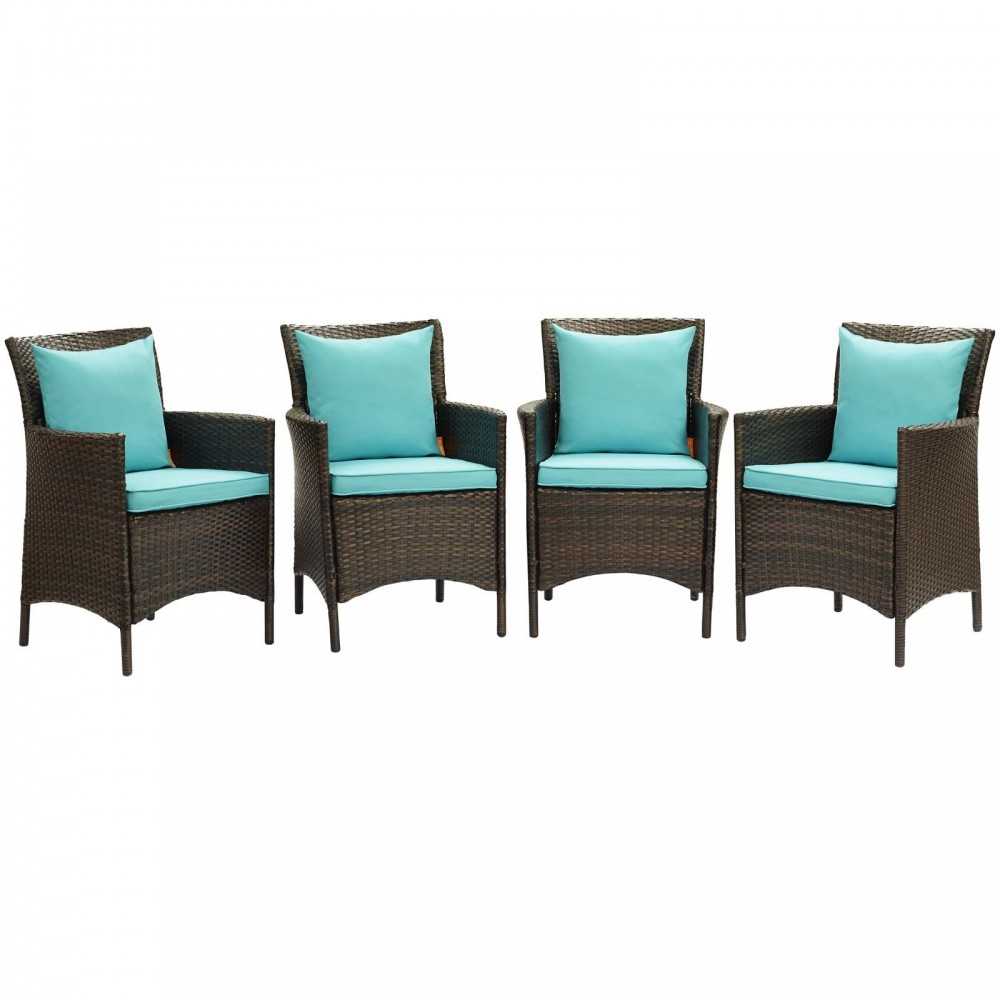 Conduit Outdoor Patio Wicker Rattan Dining Armchair Set of 4