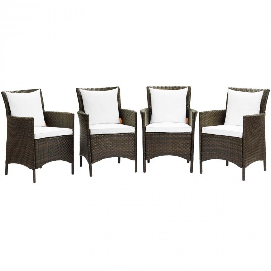 Conduit Outdoor Patio Wicker Rattan Dining Armchair Set of 4