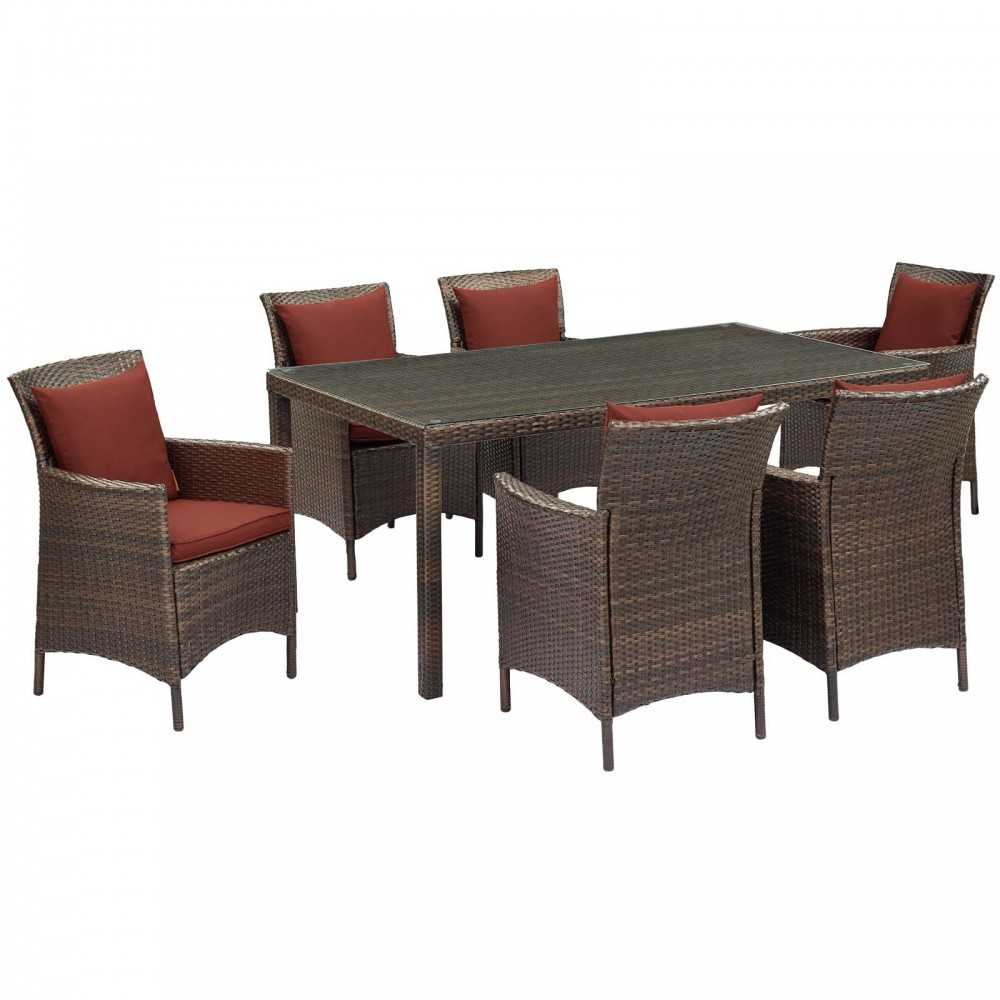 Conduit 7 Piece Outdoor Patio Wicker Rattan Dining Set