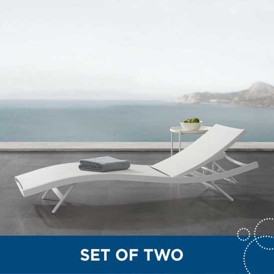 Glimpse Outdoor Patio Mesh Chaise Lounge Set of 2