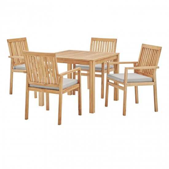 Farmstay 5 Piece Outdoor Patio Teak Wood Dining Set