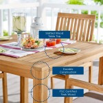 Farmstay 5 Piece Outdoor Patio Teak Wood Dining Set