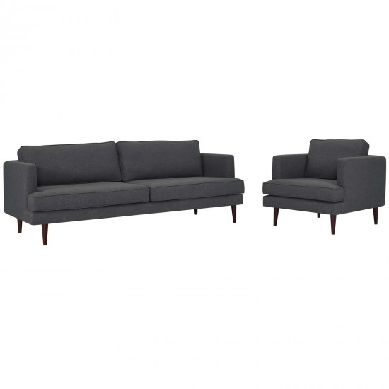 Agile Upholstered Fabric Sofa and Armchair Set