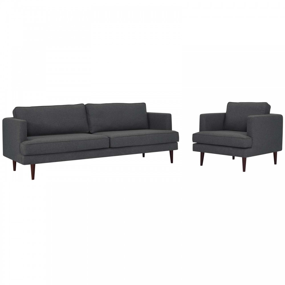 Agile Upholstered Fabric Sofa and Armchair Set