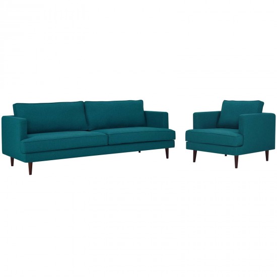 Agile Upholstered Fabric Sofa and Armchair Set