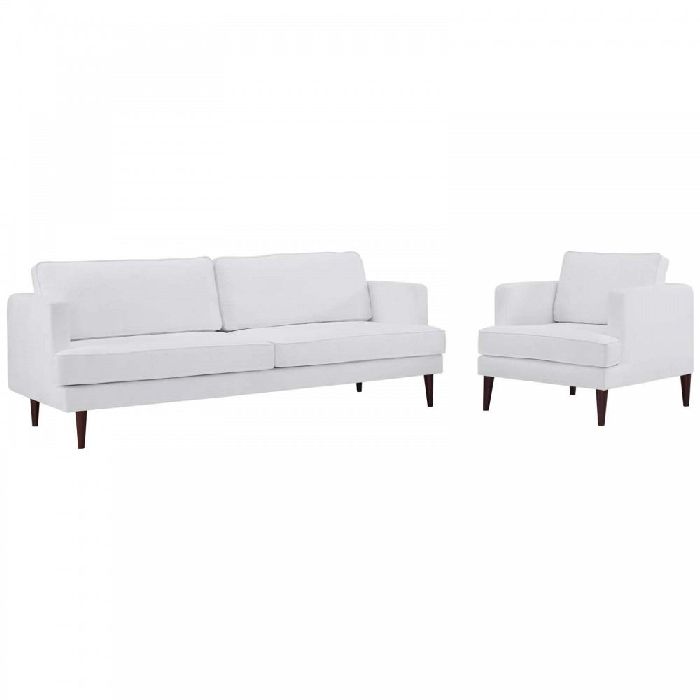 Agile Upholstered Fabric Sofa and Armchair Set