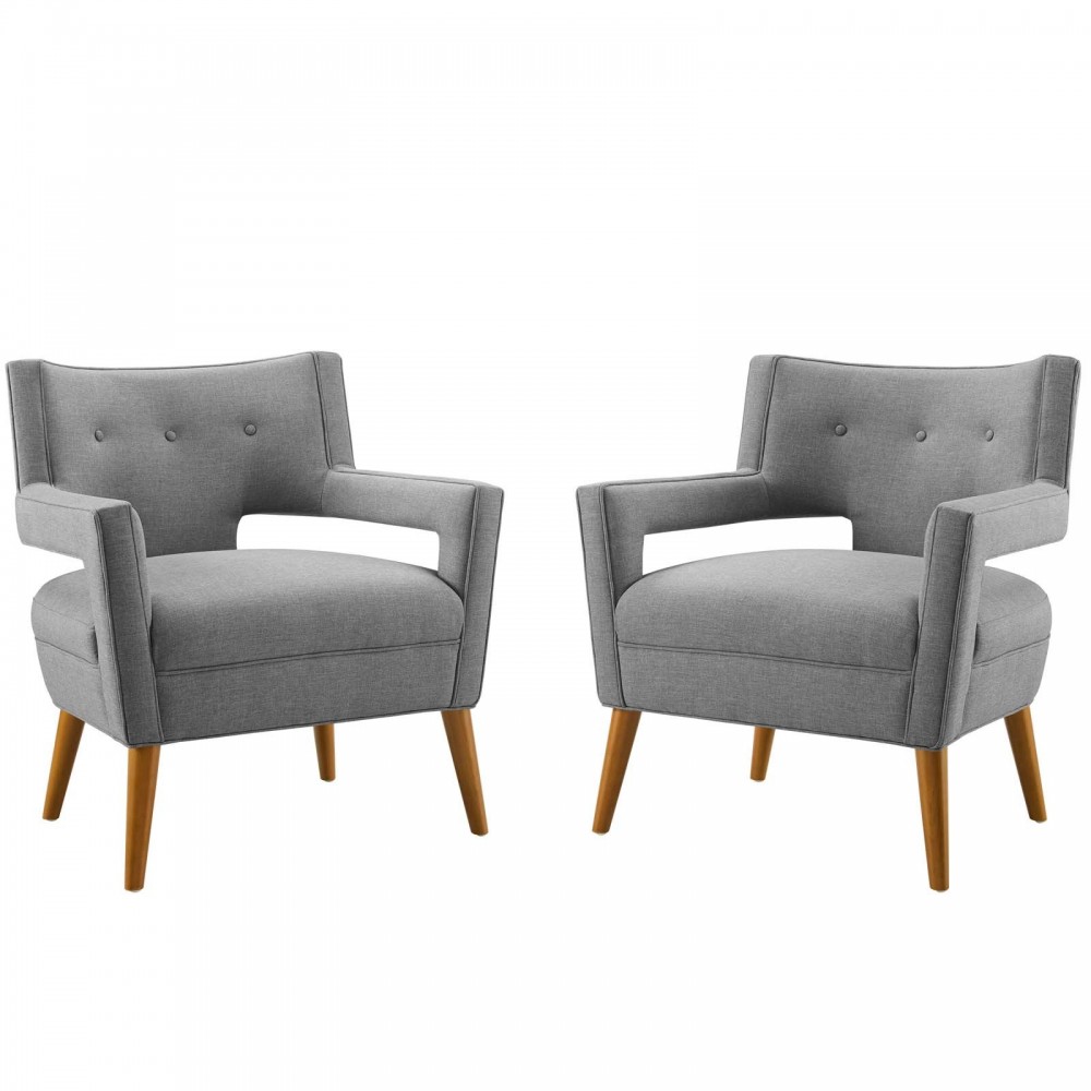 Sheer Upholstered Fabric Armchair Set of 2 Sheer Upholstered Fabric Armchair Set of 2