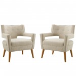 Sheer Upholstered Fabric Armchair Set of 2