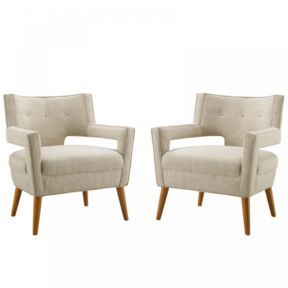 Sheer Upholstered Fabric Armchair Set of 2