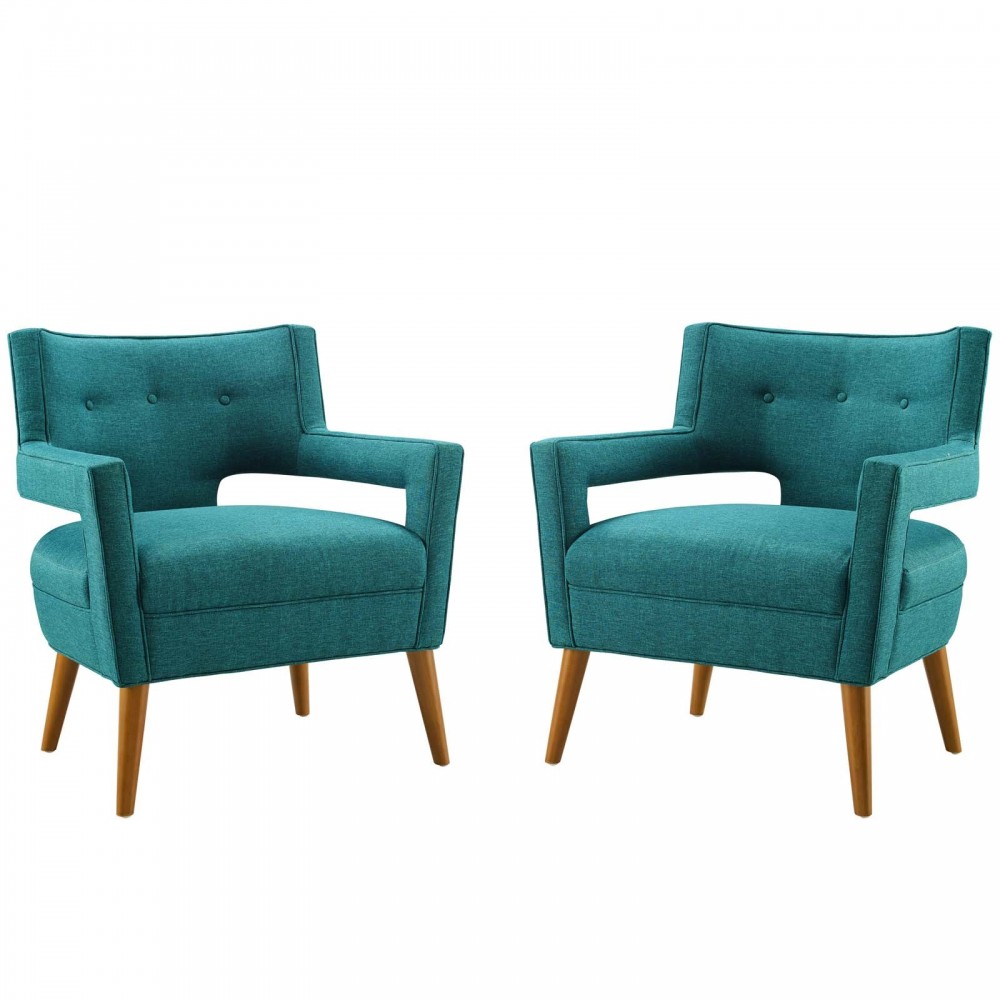 Sheer Upholstered Fabric Armchair Set of 2