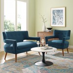 Sheer Upholstered Fabric Loveseat and Armchair Set