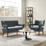 Sheer Upholstered Fabric Loveseat and Armchair Set