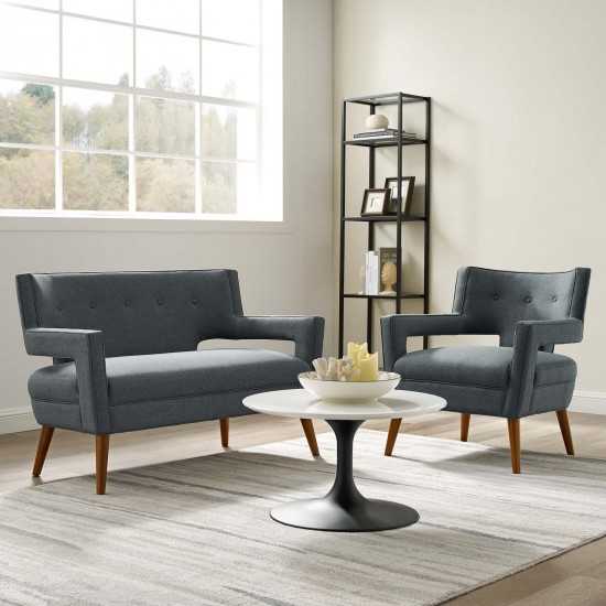 Sheer Upholstered Fabric Loveseat and Armchair Set