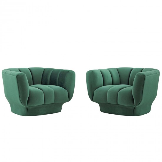 Entertain Vertical Channel Tufted Performance Velvet Armchair Set of 2