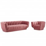 Entertain Vertical Channel Tufted Performance Velvet Sofa and Armchair Set