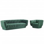 Entertain Vertical Channel Tufted Performance Velvet Sofa and Armchair Set