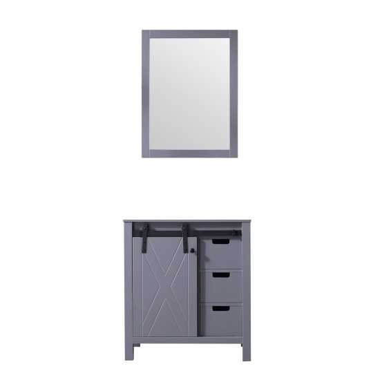 Marsyas 30" Dark Grey Single Vanity, no Top and 28" Mirror