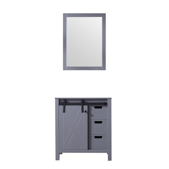 Marsyas 30" Dark Grey Single Vanity, no Top and 28" Mirror