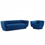 Entertain Vertical Channel Tufted Performance Velvet Sofa and Armchair Set