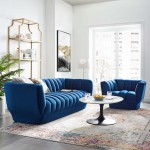 Entertain Vertical Channel Tufted Performance Velvet Sofa and Armchair Set