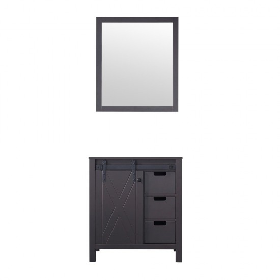 Marsyas 30" Brown Single Vanity, no Top and 28" Mirror