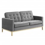 Loft Gold Stainless Steel Leg Performance Velvet Sofa and Loveseat Set