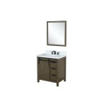 Marsyas 30" Rustic Brown Single Vanity, White Quartz Top, White Square Sink and 28" Mirror