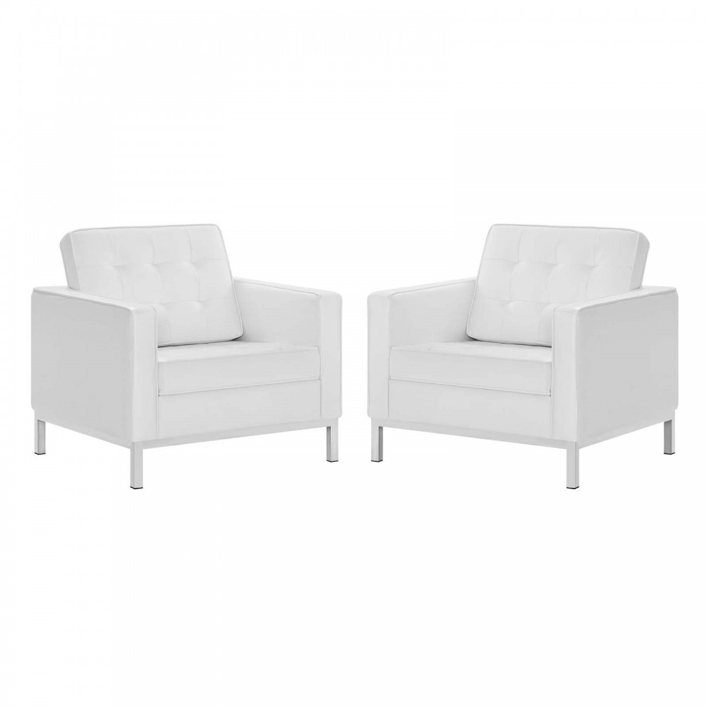 Loft Tufted Upholstered Faux Leather Armchair Set of 2 Loft Tufted Upholstered Faux Leather Armchair Set of 2